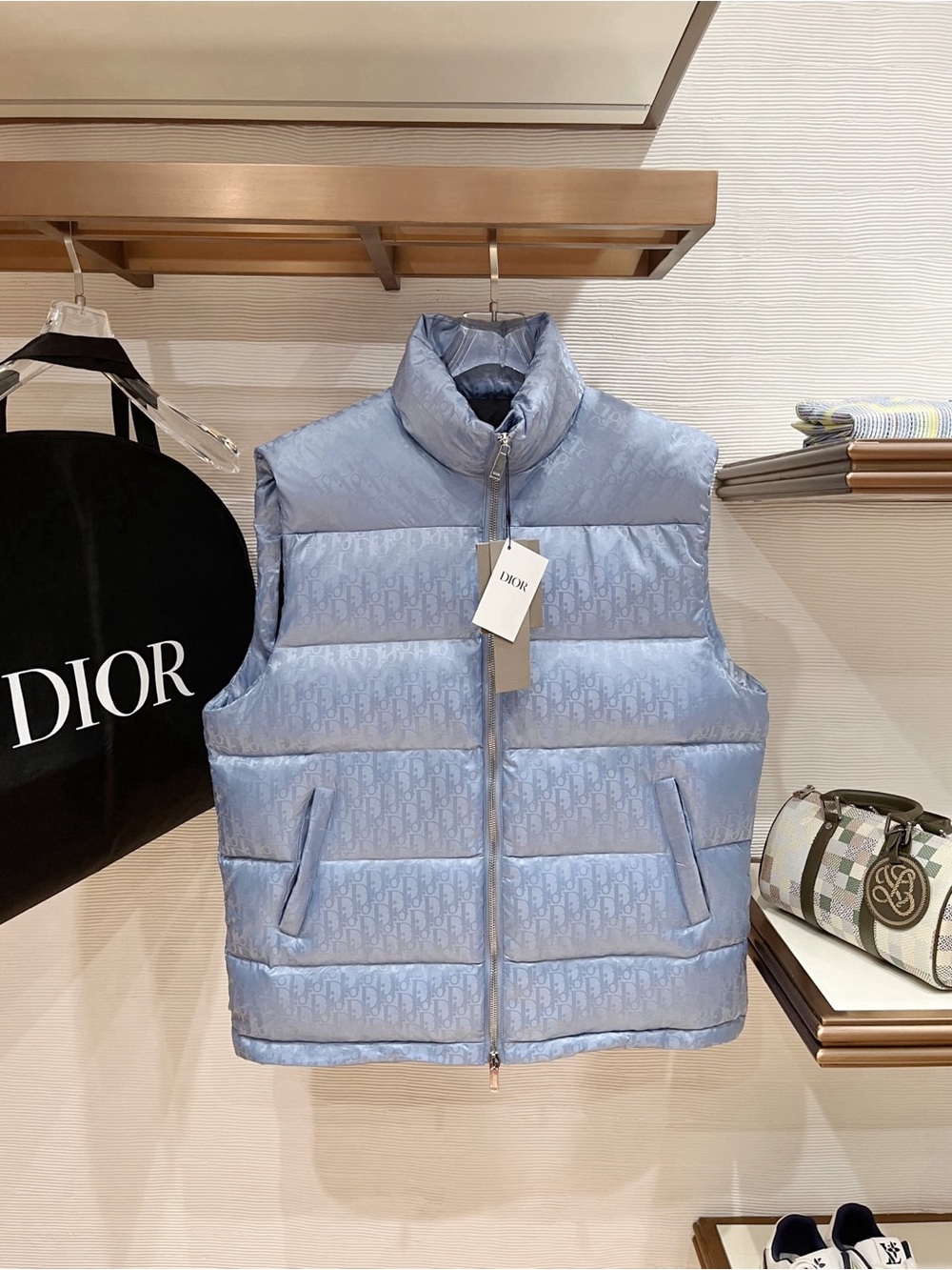 Dior Light Blue Quilted Logo Puffer Vest🌟